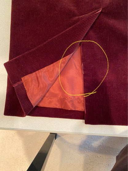 Ralph Lauren Burgundy Corduroy Skirt Size 7 Slit Detail Lined