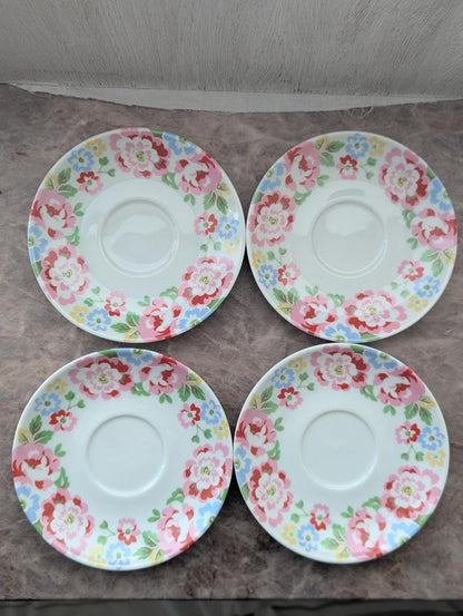 CathKidston Cup & Saucer Set 4 Pieces Vintage Excellent Condition