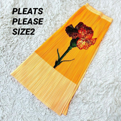 PLEATS PLEASE ISSEY MIYAKE Carnation flower long skirt, size 2 , VGC RARE Japan
