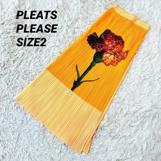 PLEATS PLEASE ISSEY MIYAKE Carnation flower long skirt, size 2 , VGC RARE Japan