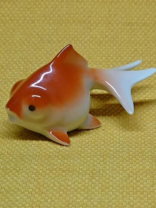 Vintage Goldfish Ceramic Pink/White Fish Crafts Freestanding Planter Japan