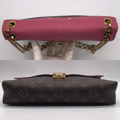 Louis Vuitton Monogram Pallas Chain Shoulder Bag Rose Brown Womens Authentic