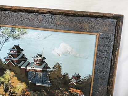 1960s Vintage "Kumamoto Castle Woodblock Print" Showa Retro