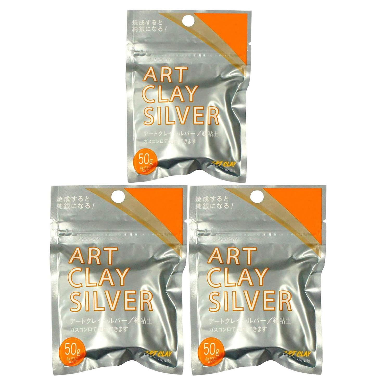 Art Clay Silver 50g Set of 3 Precious Metal Clay Handmade Original JAPAN Import