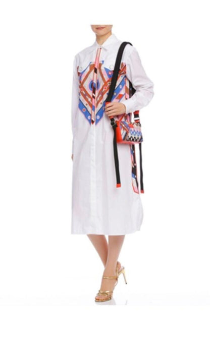 Emilio Pucci shirt dress Women's Size 40 Cotton White Long Sleeves Italy New