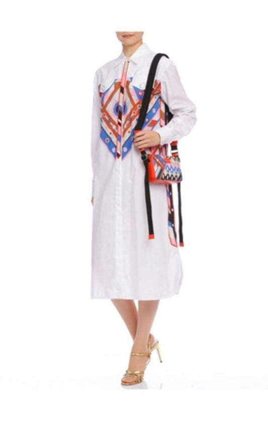 Emilio Pucci shirt dress Women's Size 40 Cotton White Long Sleeves Italy New