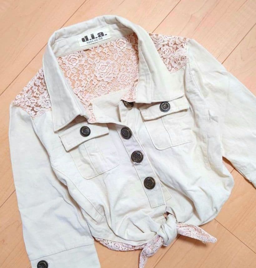 d.i.a. Military Front-Tie Cropped Lace Shirt Women's Free Size