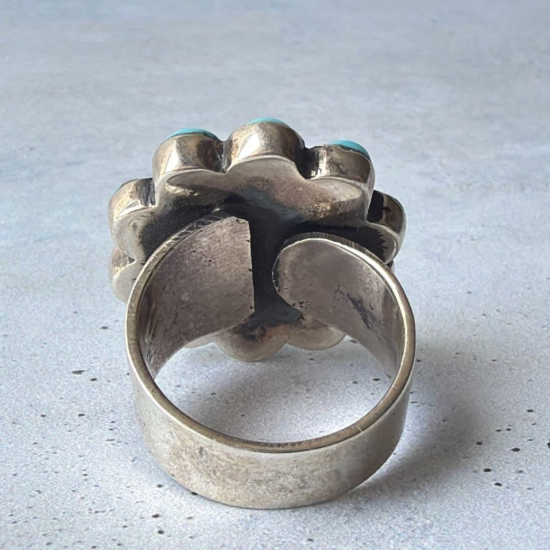 Zuni Sun God Sun Face Inlay Ring, US Size 8.5-9