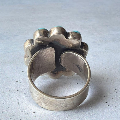 Zuni Sun God Sun Face Inlay Ring, US Size 8.5-9