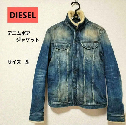 Diesel Men S Denim Boa Jacket Winter Warm Luxury Casual Streetwear Italian Used