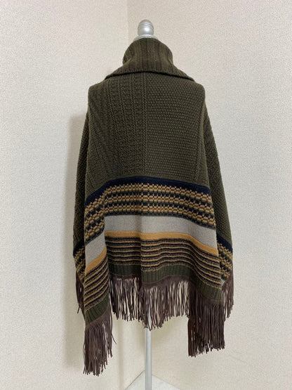 ETRO Cable Knit Fringe Poncho