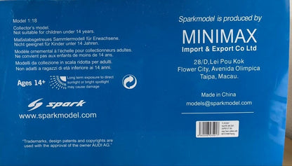 SPARK Audi R8 1/18 Super GT300 Model Car Scale Collectible Authentic Rare