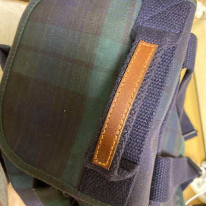 Vintage Polo Ralph Lauren Backpack Black Watch Plaid Canvas PVC 40x30x15cm