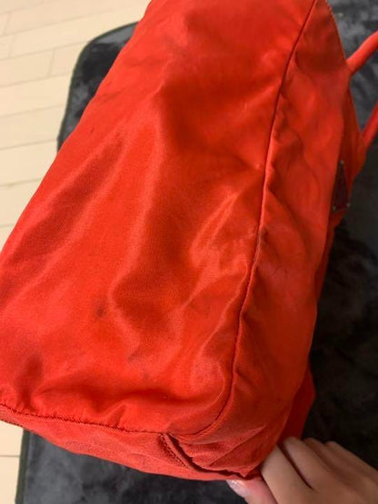 Prada Bag Plain Nylon Red Tote Bag From Japan