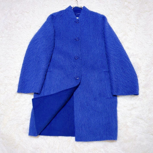 Max Mara Cutie Amano Shaggy Long Coat Jacket Blouson Women Size 40 Blue Alpaca