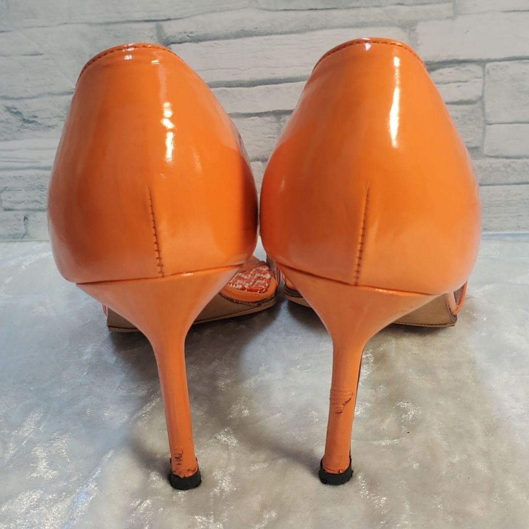 Rare Manolo Blahnik Orange Leather Heels Sandals Size EU37 / US7 Popular Auth