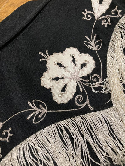 70s HBARC Flower Fringe Western Rockabilly Shirt size 16.5