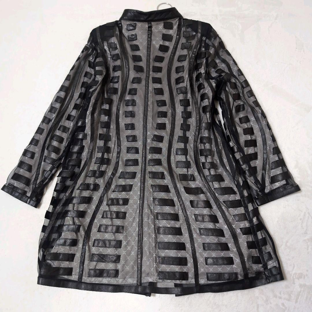 Rare ARBORENTE Made in Japan Cowhide Lamb Leather Mesh Long Coat