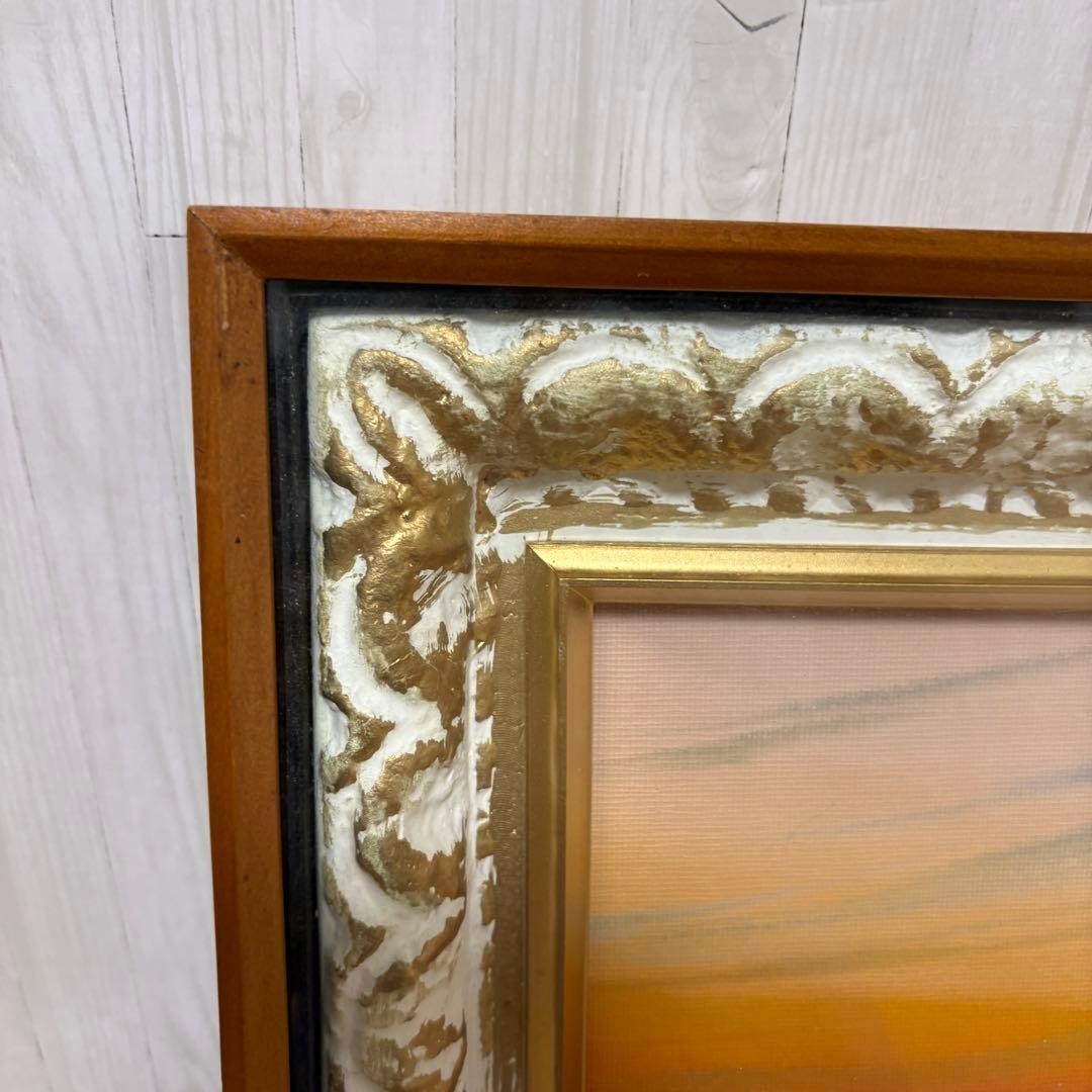 Red Mt. Fuji 3D Wooden Frame Art Showa Retro