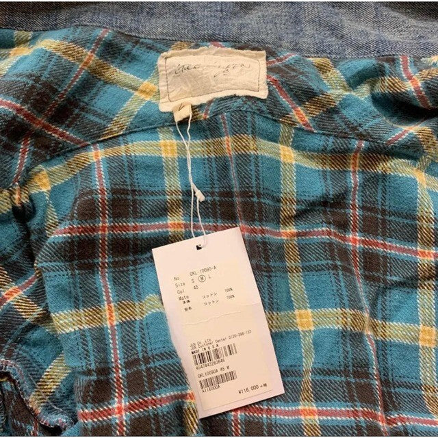 Greg Lauren Men's Kimono Blue Denim Jacket Plaid Size M GKL-10090-A w/tag New