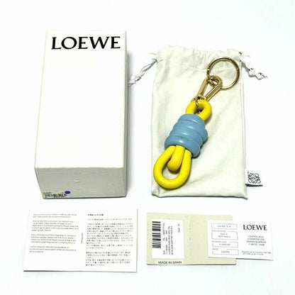Used Loewe Womens Knot Bag Charm Key Ring Key Holder Yellow Leather