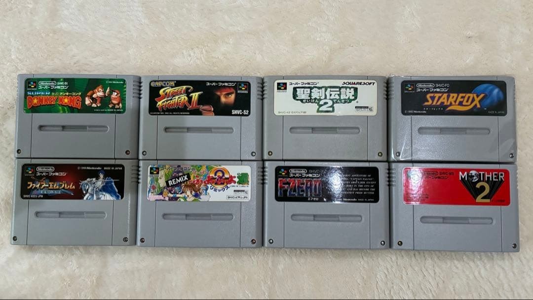 Super Famicom Retro Game Set of 8: Donkey Kong, Star Fox, Puyo Puyo