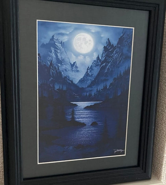 John Rattenbury, "Moonlit Mountains," framed digital art.