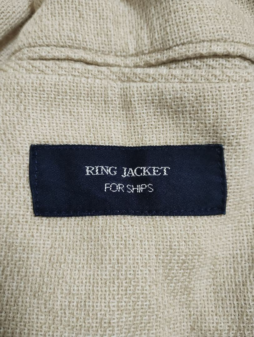 RING JACKET FOR SHIPS Beige Linen Cotton Tailored Casual Jacket Size 50