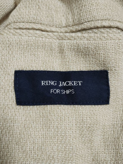 RING JACKET FOR SHIPS Beige Linen Cotton Tailored Casual Jacket Size 50