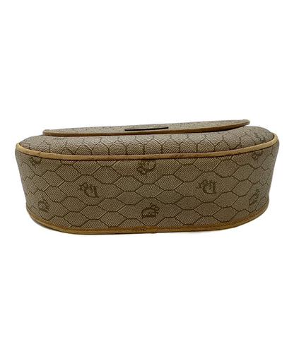 Dior Honeycomb Shoulder Crossbody Bag Beige Canvas Leather Vintage Auth 115534