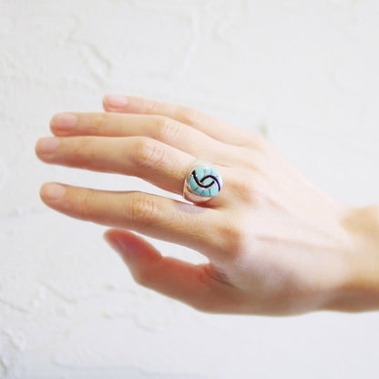 Amy Wesley Zuni Ring: Sleeping Beauty Turquoise Inlay. US size 7.5.