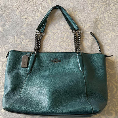 COACH green leather business bag