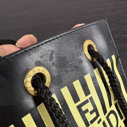 FENDI Fazzuolo Mini Handbag with Rope Handles Black Stripe