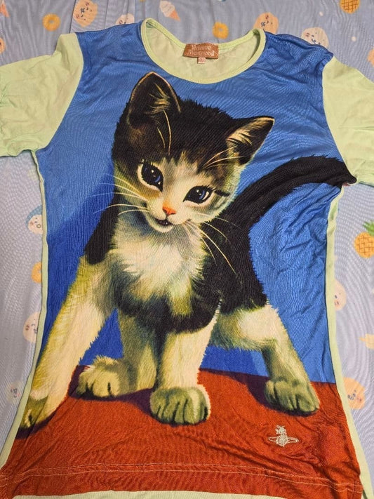Vivienne Westwood Cat Print T-Shirt Kitten Rare