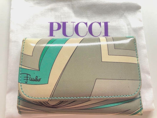 EMILIO PUCCI 6-ring key case, blue, gray, multicolor, women's, used, from Japan