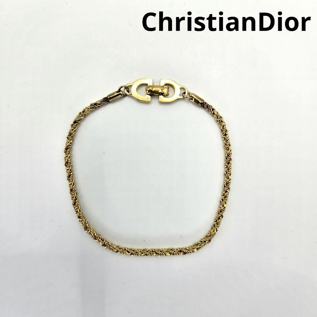 Vintage Christian Dior Chain Bracelet Gold Tone CD Authentic Jewelry