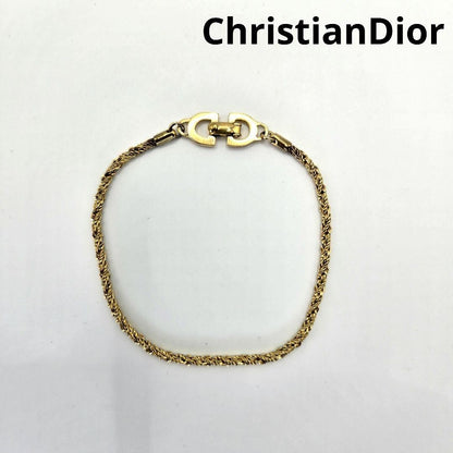 Vintage Christian Dior Chain Bracelet Gold Tone CD Authentic Jewelry