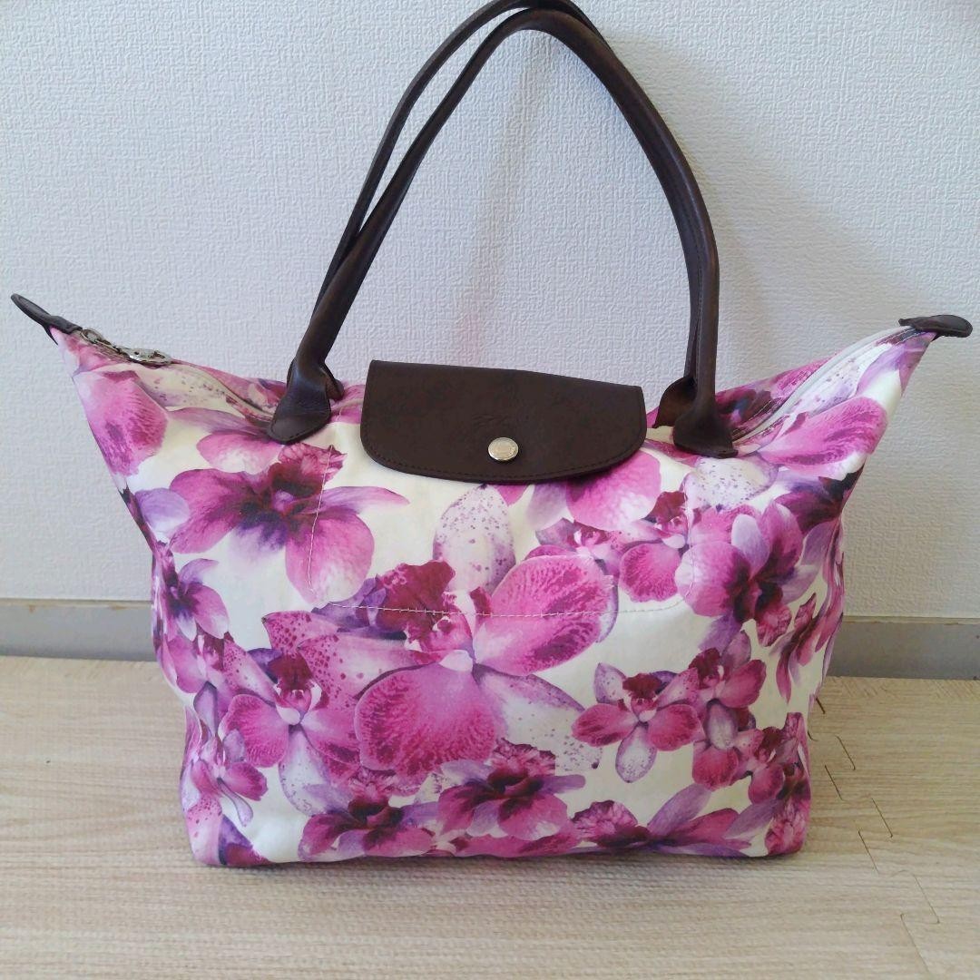 Longchamp F45 Limited Edition Tote Bag Handbag Floral Pattern Designer Women...