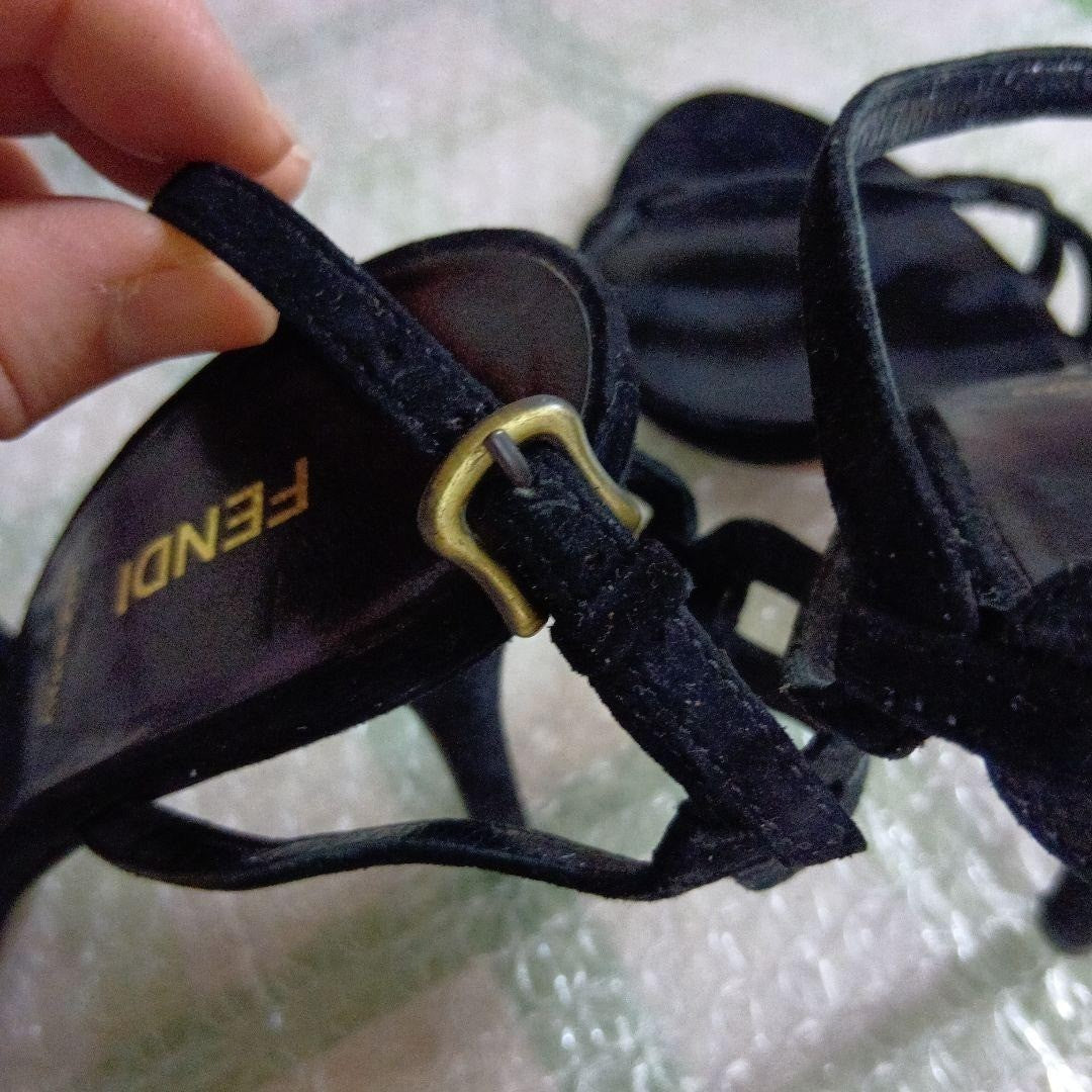 Rare Fendi Black Ankle Strap High Heel Sandals Size 38 (US 7.5-8)