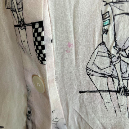 MIUMIU illustration print short sleeve silk shirt 36 collection F/S from Japan