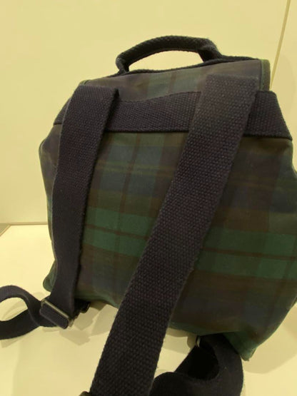 Vintage Polo Ralph Lauren Backpack Black Watch Plaid Canvas PVC 40x30x15cm