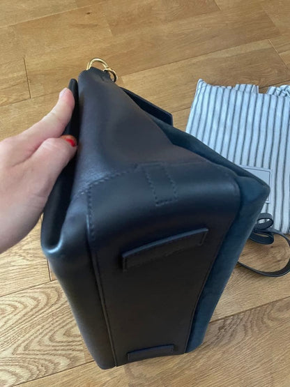 ANYA HINDMARCH Heart Shoulder Bag Navy Silk Calf Suede Leather