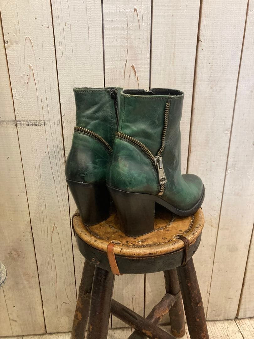 Diesel Women 7.0US Genuine Leather Boots Green 38 Luxury Modern Sleek Italian