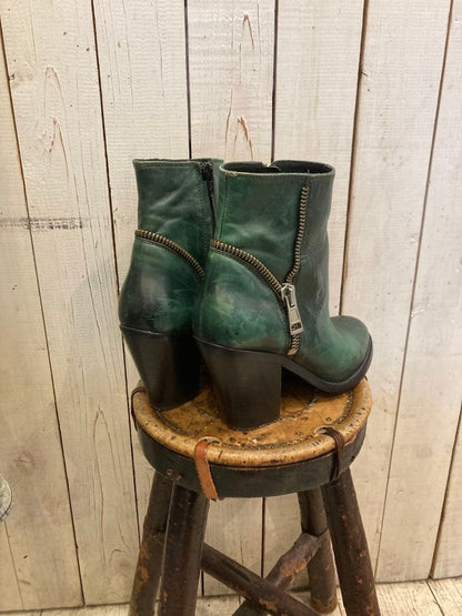 Diesel Women 7.0US Genuine Leather Boots Green 38 Luxury Modern Sleek Italian