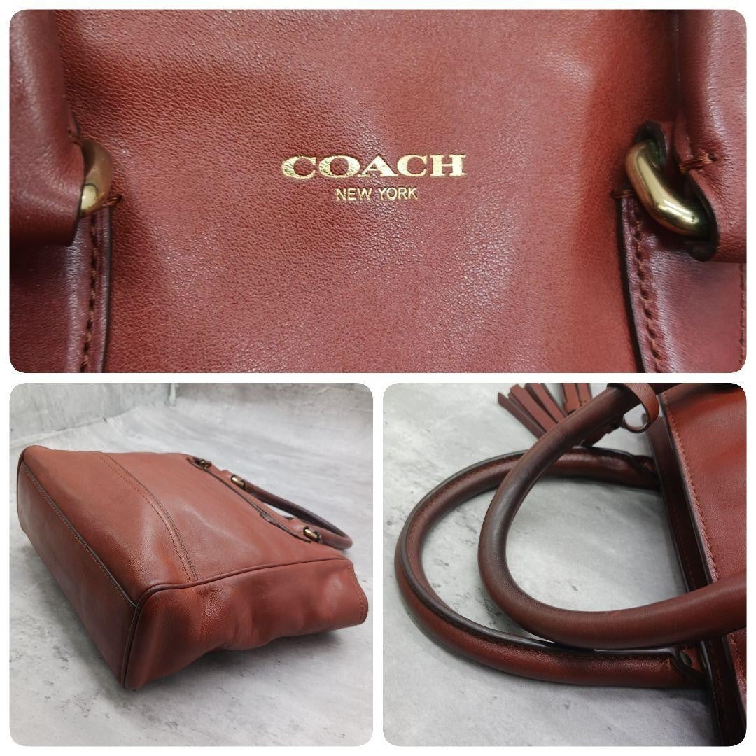 COACH Legacy Mini Tanner Leather Tote Handbag Brown Women Authentic