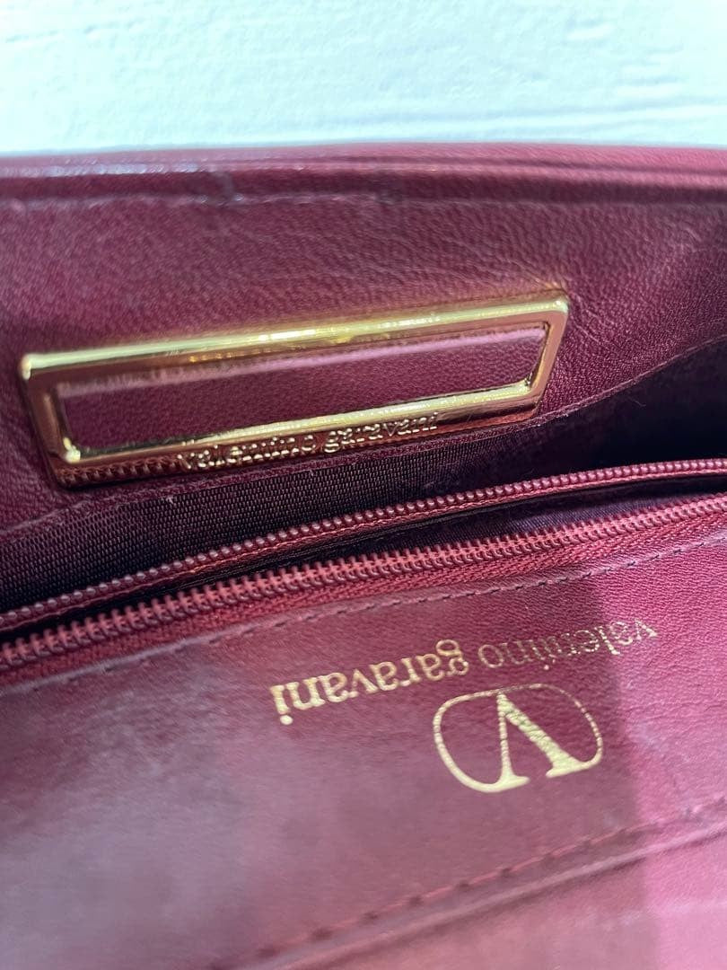 Valentino Garavani Quilted Leather Crossbody Shoulder Bag wine Luxury Auth RARE
