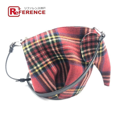 LOEWE 118.50.M93 Check pattern Elephant Shoulder mini bag 2-WAY Red Used