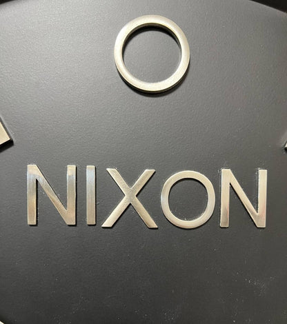 Nixon Wall Clock Large Analog Clock Round Black × Silver 23.5in Used