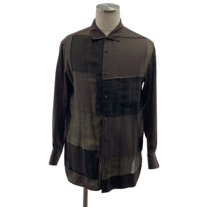 Ziggy Chen 2023SS COLLAGE SHEET Patchwork Over Shirt 44 Dark Brown Used KLDR-0