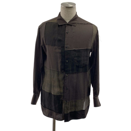 Ziggy Chen 2023SS COLLAGE SHEET Patchwork Over Shirt 44 Dark Brown Used KLDR-0